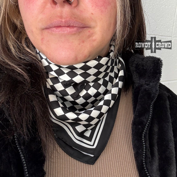 SMALL Black Checkered Out Wild Rag/Scarf