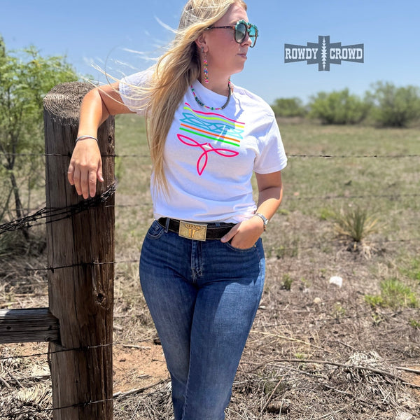 White - Neon Boot Stitch Tee