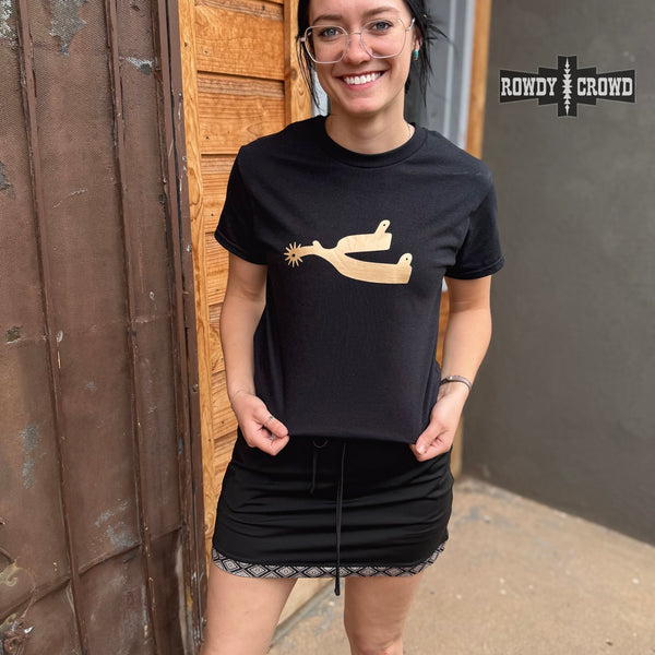 Metallic Spur Tee - Black