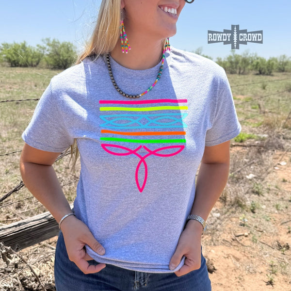 Gray - Neon Boot Stitch Tee