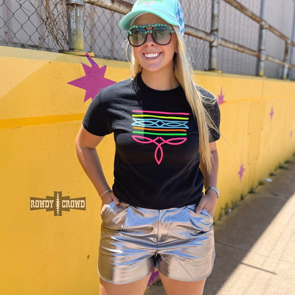 Black - Neon Boot Stitch Tee