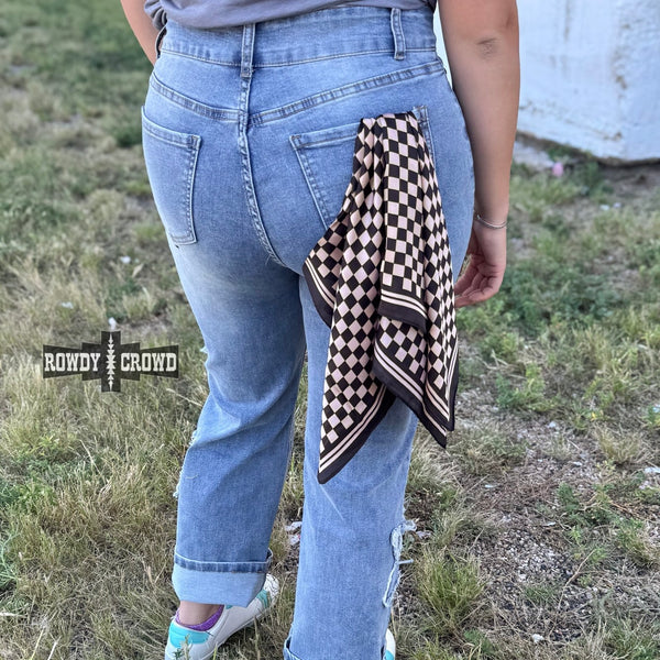 SMALL Tan Checkered Out Wild Rag/Scarf