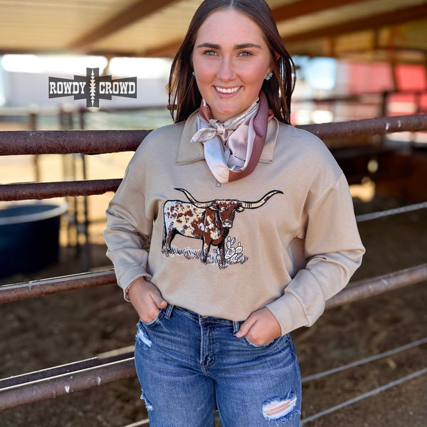 Tan Lomita Longhorn Pullover