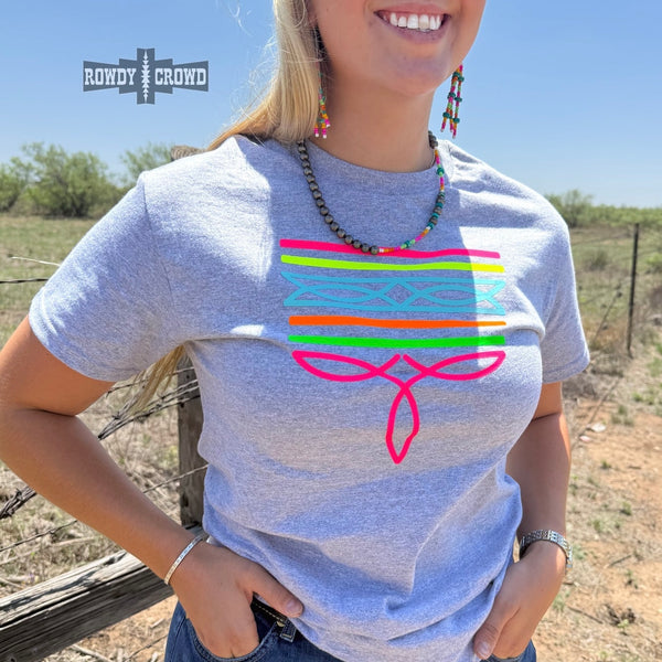 Gray - Neon Boot Stitch Tee