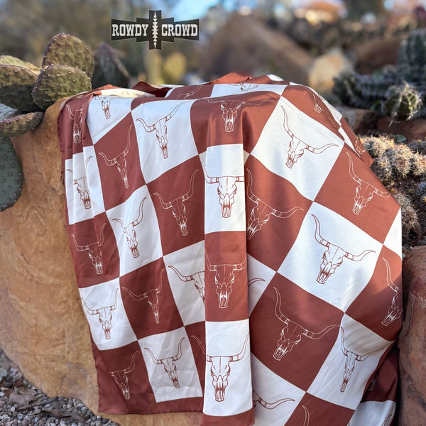 Rust Checkered Skull Wild Rag