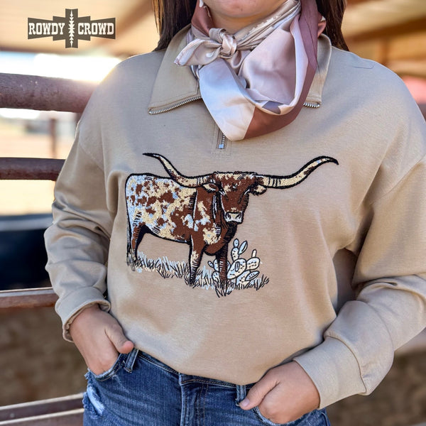 Tan Lomita Longhorn Pullover