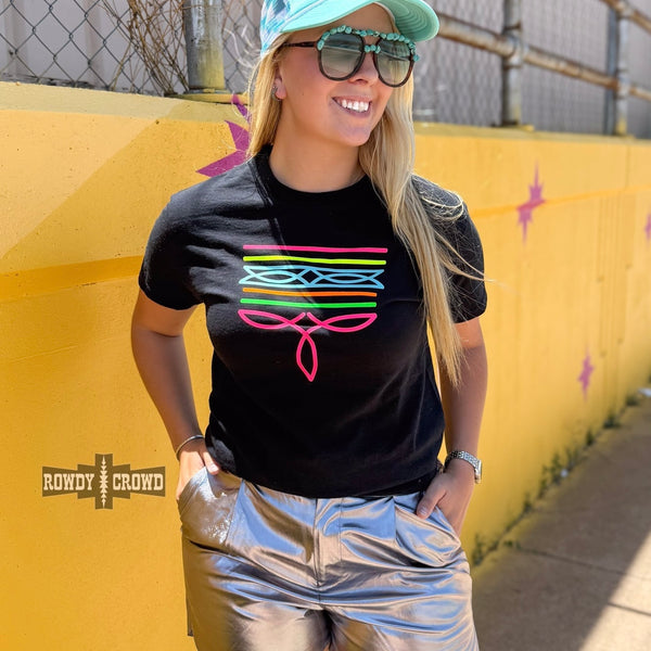 Black - Neon Boot Stitch Tee