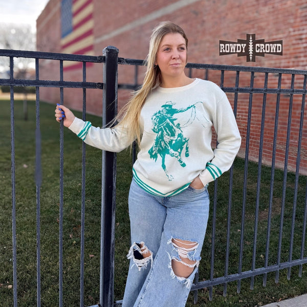 Teal Wild & Western Sweater