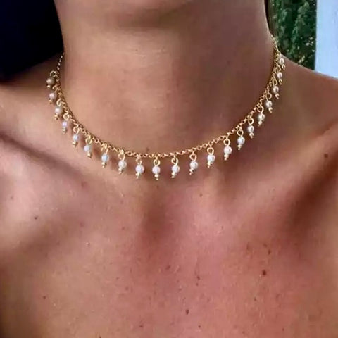 Faux Pearl Choker Necklace - Bar L Boutique