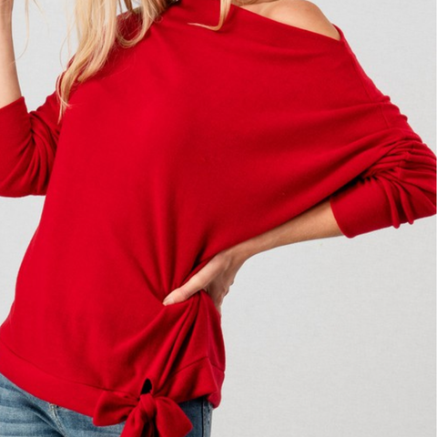 Off Shoulder Bow Detail Sweater - Bar L Boutique