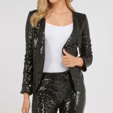 Sequin Blazer Jacket | Black - Bar L Boutique