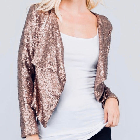 Sequin Blazer Jacket | Gold - Bar L Boutique