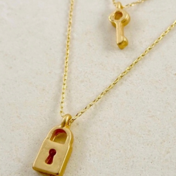 Lock & Key Double Layer Necklace - Bar L Boutique