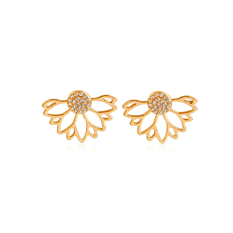 Hollow Flower Rhinestone Ear Jacket Earrings - Bar L Boutique